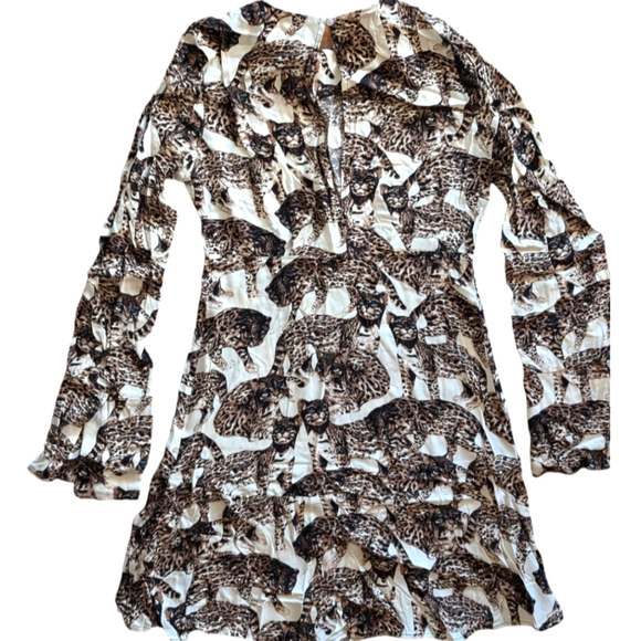H&M dress, Size 2. White with brown cat pattern. - Picture 5 of 9